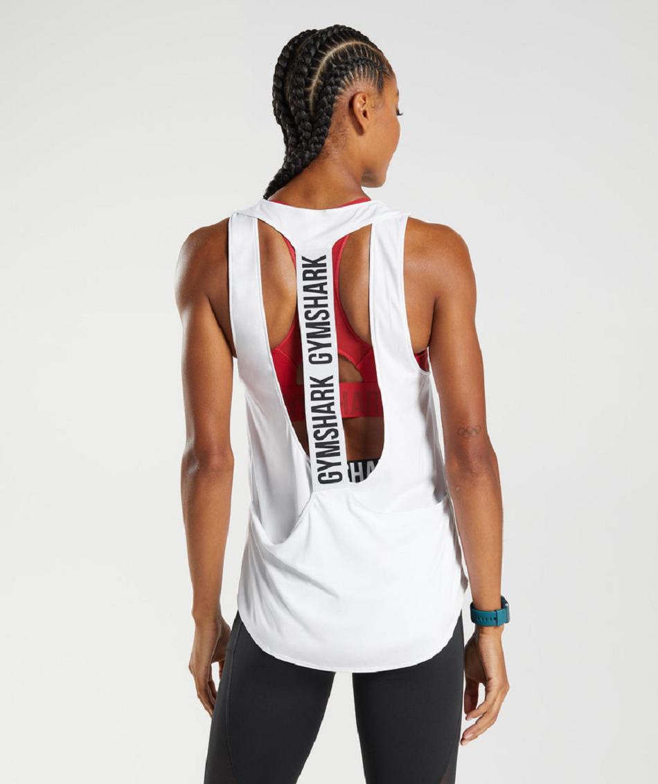 Camiseta Tirantes Gymshark Entrenamiento Brandmark Mujer Blancas | CO 2372XYU